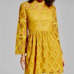 Xhilaration Yellow Lace Midi Dress
